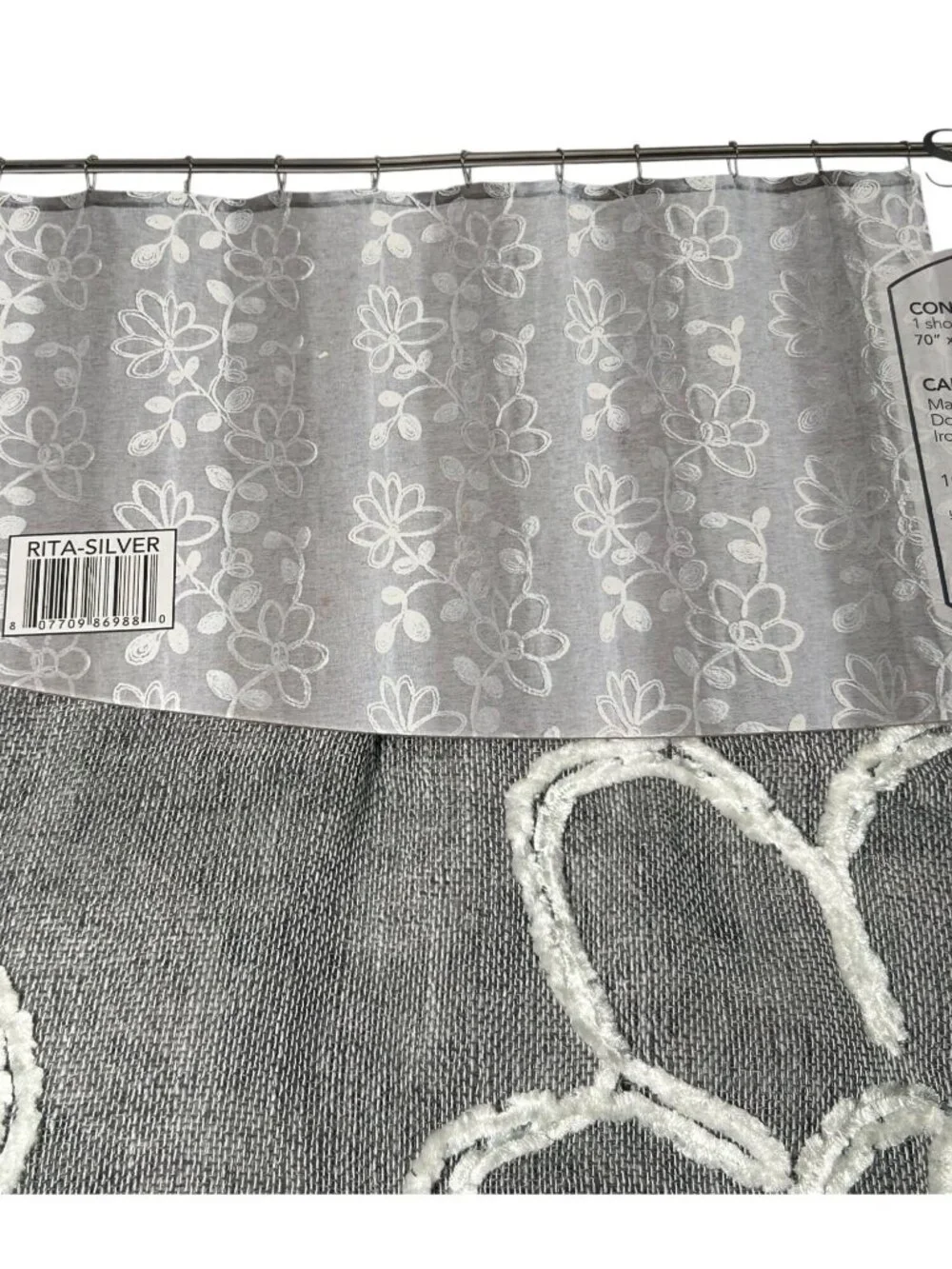 NEW Chic Shower Embroidered Shower Curtain 70